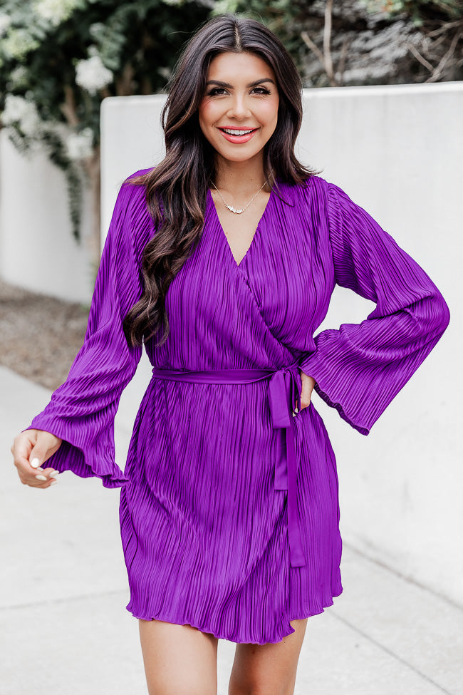 purple wrap dress